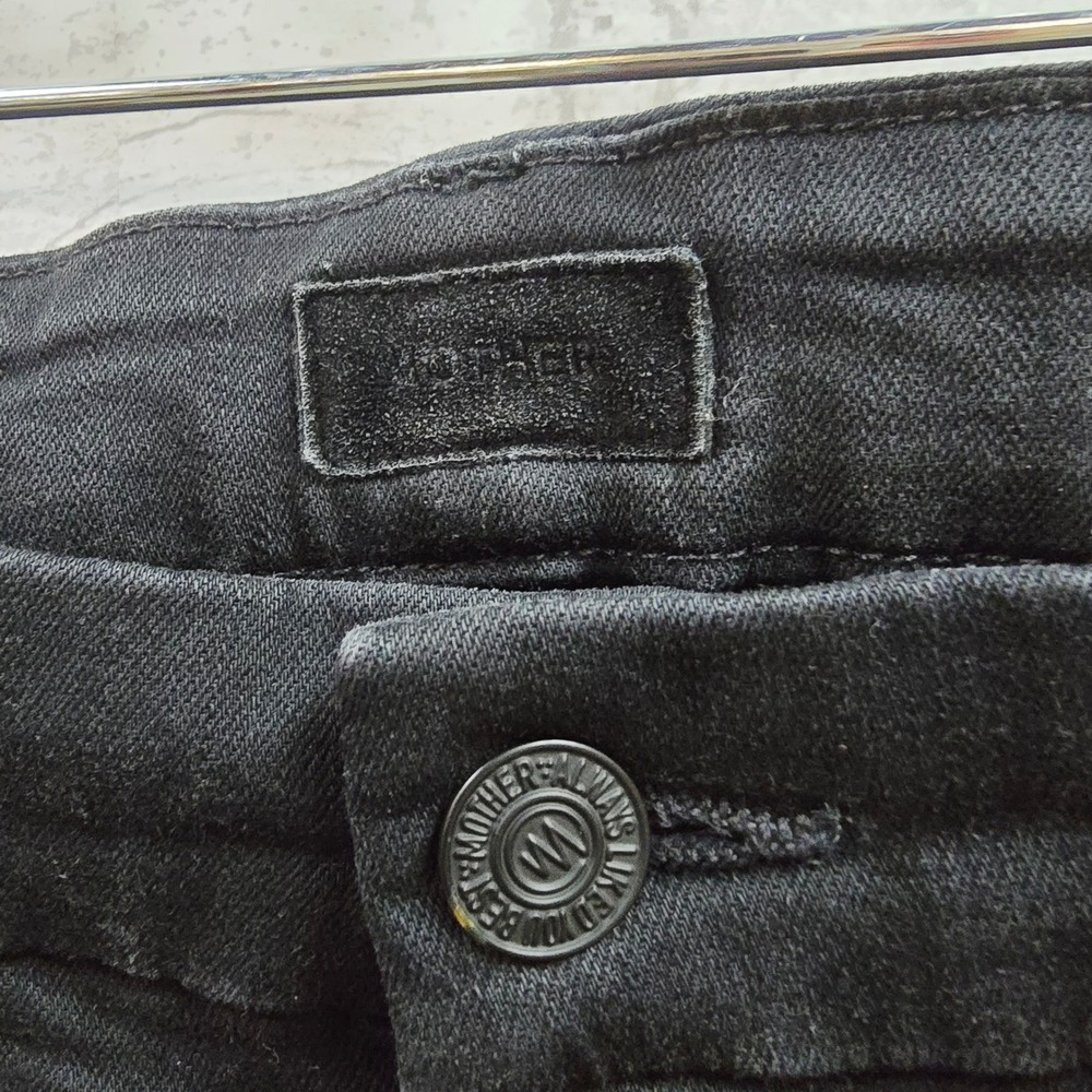 Mother The Looker Ankle Fray Jeans Black Rainbow‎ Lightning Bolt Gold Bolt 31 - Picture 8 of 14